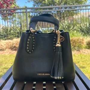 Michael Kors Brooklyn Grab Bag Satchel Small Tote With Studded Details